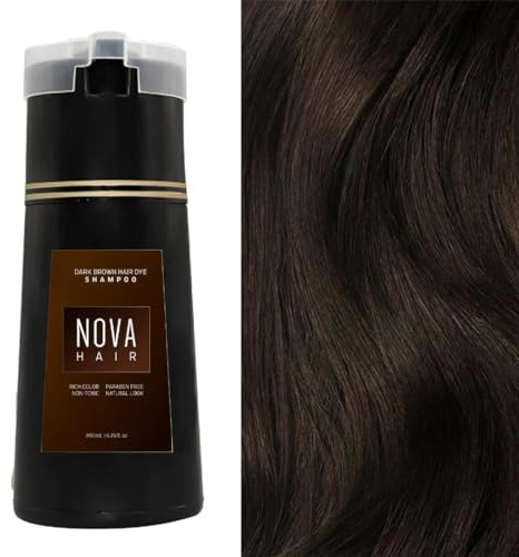 JHDZ Shampoing pour Teinture Capillaire Nova, shampoing pour Teinture instantanée Novahair, shampoing pour Teinture instantanée Nova Hair pour Hommes et Femmes,Dark Brown