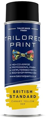 BRITISH STANDARD CANARY YELLOW 309 GLOSS Aerosol Spray Paint Wood Metal Upvc