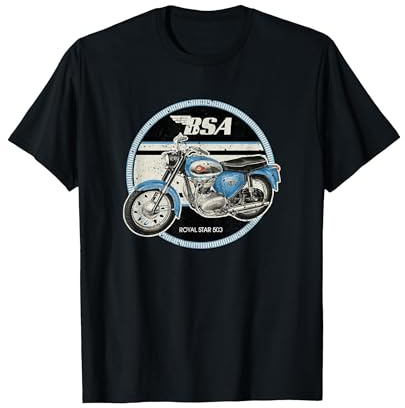 BSA Royal Star 500 Motorcycle Distressed Badge Father's Day T-Shirt, Men, Black, Large