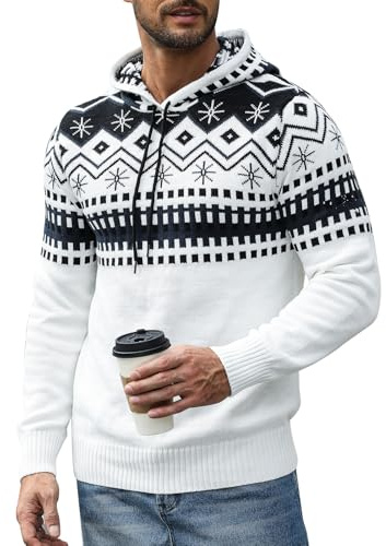 Danfiki Pull Homme Hiver Noël Pull-Over Manches Longues Tricoté en Maille