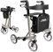 Mobilex Panther 2 Rollator, Aluminium Leichtgewicht 6,8 kg, Faltbar, mit Rückengurt und Tasche, bis 150 kg belastbar, Silber-Schwarz