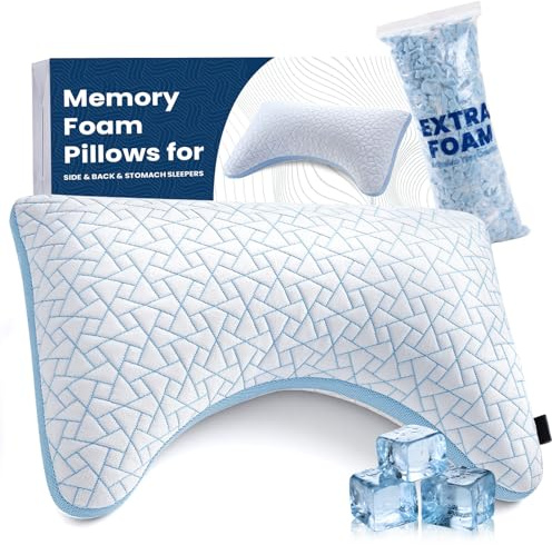 Almohada Viscoelastica para Dormir de Lado, Espuma Viscoelástica Triturada de Alta Densidad – Altura Ajustable, que Alivia Dolor de Cuello, para que duermas tranquilo, Funda Lavable (Tamaño Queen)