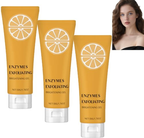 Apelsinenzym peeling-gel för ansikte och kropp, renande peeling-gel, ljusar upp huden och gör den mjuk, rengör porer, tar bort pormaskar och döda hudceller, uppfriskande (3 st)