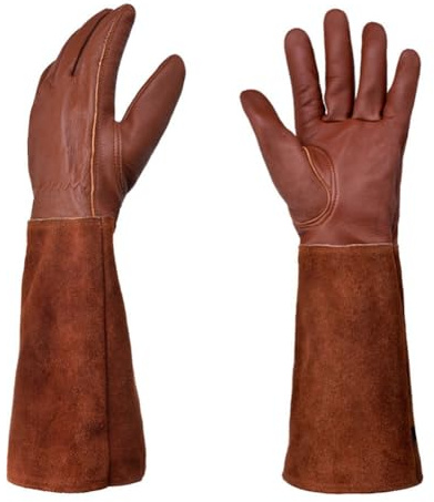 FACAIIO Guanti da giardinaggio per potatura di rose, con protezione per avambraccio, in pelle bovina resistente alle forature e pelle di pecora, per uomini e donne, S-XL
