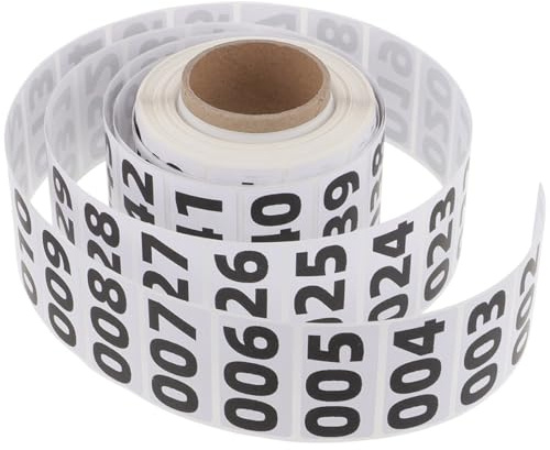 AMUSLESUR Pegatinas Adhesivas Números para Inventario 1000 Unidades 40x20 Mm Etiquetas de Inventario Circulares Adhesivas para Organización de Almacenes Uso en Oficina y Almacén