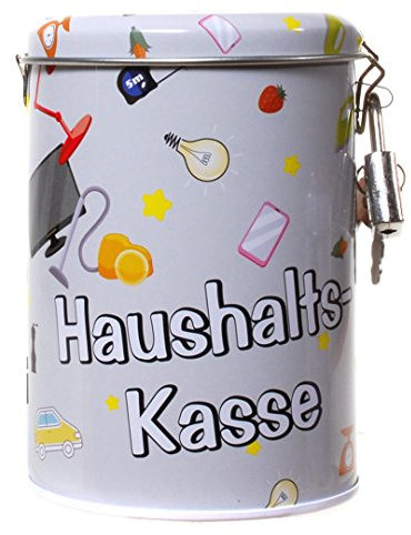 witzige Spardose,Sparbüchse Haushaltskasse aus Metall mit Schloss ca. 11 cm groß