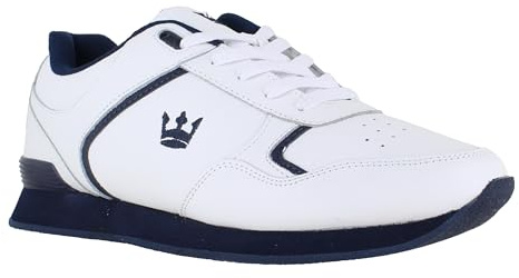 Crown King Mens/Womens Leather Lace Up/Touch Fasten Crown Green Bowling Sports Shoes Trainers UK 11 / EU 45 White/Navy - Lace