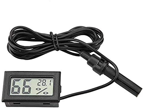 DollaTek 2-in-1 Digital LCD intégré thermomètre hygromètre avec Externe pour Reptile Incubateur Aquarium Volaille - Noir