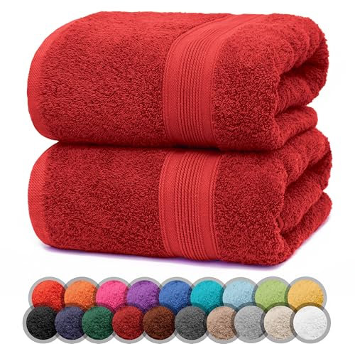 NatureMark 2er Pack DUSCHTÜCHER Premium Qualität 70x140cm DUSCHTUCH Dusch-Handtuch Doppelpack Farbe: Rot
