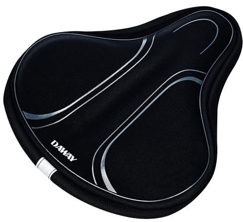 DAWAY C3 Bequemer Sattelbezug Für Fahrrad - Memory Schaum Gepolsterter Fahrradsattelbezug Für Damen Herren Senioren, Weicher Sattelpolster Für Heimtrainer, MTB, Usw, 26 X 23 cm