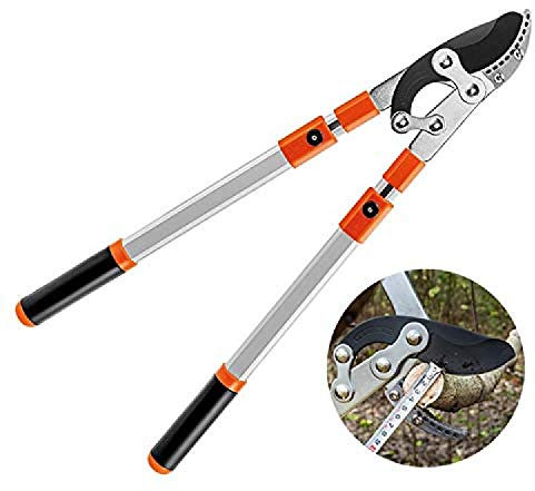 RONGJJ Astschere, Teleskop-Bypass-Lopper 70 cm, Vierpunkt-Hebel Prinzip Extra Lange Ausziehbare Lopper Ergonomische Gummigriff-Schneidkapazität Qualitäts-Gartengerät