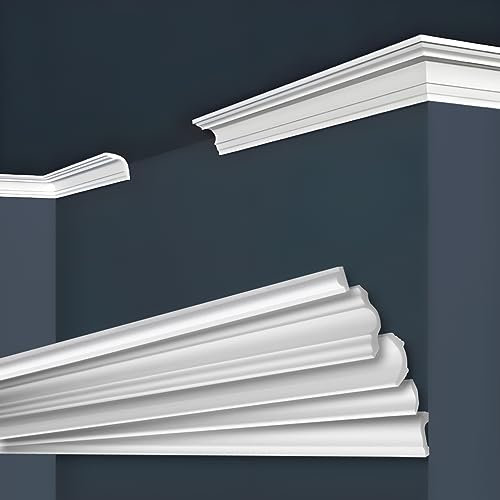 Marbet, listelli da soffitto in polistirene XPS, modanature in stucco di alta qualità, leggeri e robusti, dal design moderno (confezione risparmio da 30 metri, E-42, 35x35 mm), listello angolare