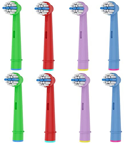 8er FREZAHN Kids Aufsteckbürsten kompatibel mit Oral b Kinder elektrische Zahnbürste, Extra Soft Borsten für Sensitive Zahnfleisch, kleine runde Zahnbürstenköpfe