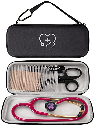 ProCase Custodia per Stetoscopio Littmann/Gima/MDF/erka/Omron/ADC/Dixie EMS, Custodia da Viaggio Leggero Antiurto con Tasche a Rete per Accessori Piccoli -Nero