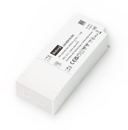 Illuburg LED transformator 12 V dimbar triac 10 W - 25 W för LED-slinga, lampa, LED, strömförsörjning, driver transformator, förkopplingsdon
