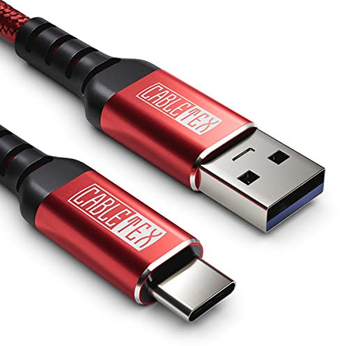 CABLETEX USB C Ladekabel 2m, überträgt Daten mit 5 Gbit/s, lädt mit 60 Watt - USB 3.2 Gen1, Typ A, Datenkabel für Smartphones und Computer