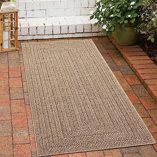 CARPETIA Robuster In- und Outdoor Teppich Läufer modern Jute Look wetterfest Balkon Terrasse Esszimmer 80x150 cm