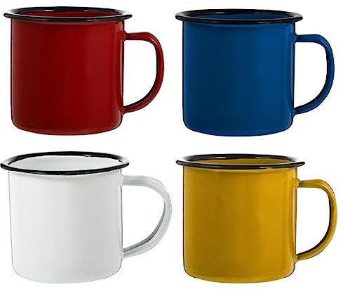 Kichvoe 4 Piezas Tazas De Té De Fogata Taza Esmaltada Tazas De Hojalata De Taza De Esmalte Taza De Té De Esmalte Vaso De Campamento Taza De Viaje Familiar Viajar Metal Cilindro De