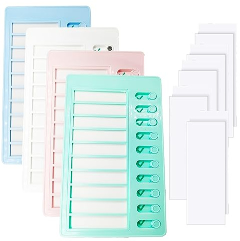 4pcs Blank Chore Chart Kids Chore Chart with 10 Detachable Cardstock, Plastic Checklist Board, to Do List and Chore Chart for Home Routine Planning (White, Pink, Blue, Green)