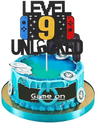 Personalized 9th Birthday Gaming Cake Topper - Happy Birthday Decoration for Boys' Game Party Supplies