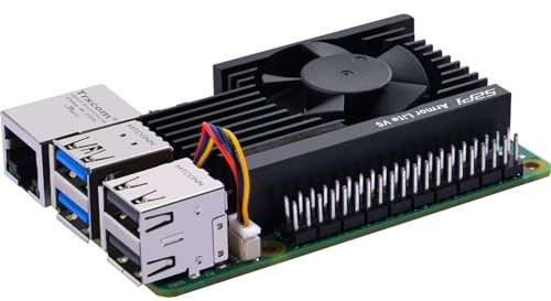GeeekPi Radiador Activo para Raspberry Pi 5, Armor Lite V5 con Ventilador PWM, Disipador de Calor de Aluminio para 4GB/8GB