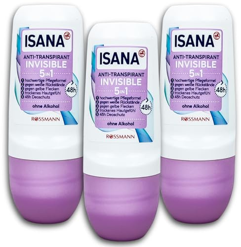 3-pack ISANA anti-perspirant roll-on 5-i-1 3 x 50 ml deoroller deodorant