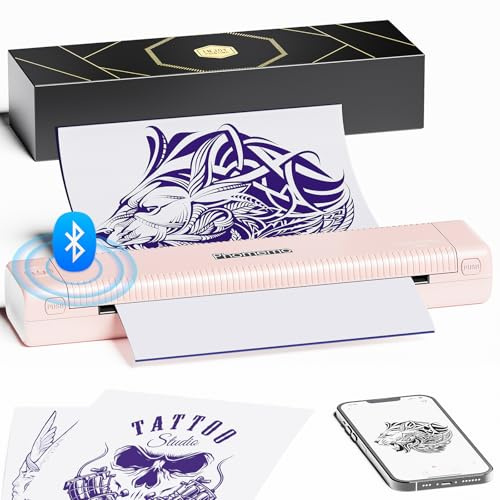 Phomemo Nouveau Imprimante Thermique Tatouage TP81,Thermocopieur Tatouage Livrée avec 10 Feuilles de Papier de Transfert de Tatouage, Imprimante Stencil Compatible avec Smartphones et PC, Rose