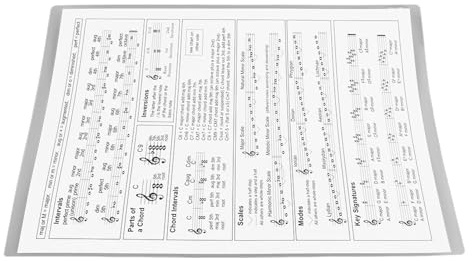 Harp Chord Chart Portable Coated Paper Practice Spela Tillbehör för Nybörjare (Små)