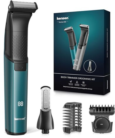 kensen 2 In 1 Rasoio Elettrico Corpo Uomo 100 Minuti di Autonomia Rasoio Corpo Uomo Intimo Impermeabile Depilatore Intimo Wet & Dry con Pettini Regolabili 1-10mm per Arti & Torso & Dalla Vita in Giù