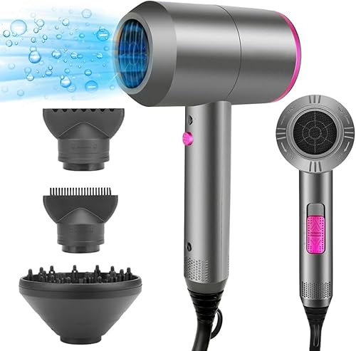 Asciugacapelli Ionico Phon Capelli Professionale Phone Capell con Motore AC, 3 Temperature, Aria Fredda, Diffusore e 2 Concentratori per Styling Versatili