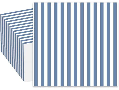 Stxy's Blue and White Striped Cocktail Napkins (60ct) Seersucker Bistro Blue striped Paper Napkins Cocktail napkin set for nautical party decor, Indigo Navy boys baby shower, summer napkin