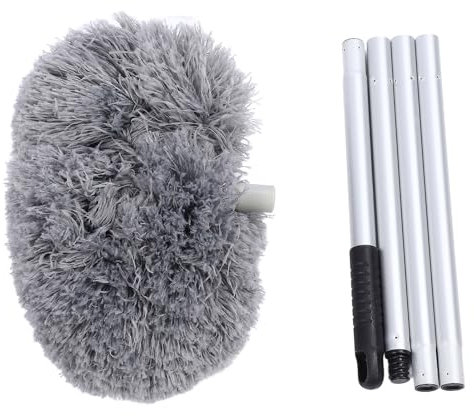 NIZUUONE Circular Dusting Brush, 360 Degree Rotation 140cm Extra Long Round Duster Washable Ceiling Fan Duster Removal Tool for High Ceilings Furniture (Gray)