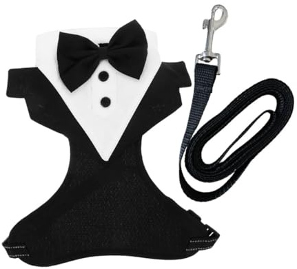 BESPORTBLE Smoking pour Chien avec Harnais Gilet et Costume de Mariage Nœud et Costume pour Animal de Compagnie