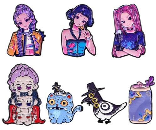 7Pcs K-Kpop Pin Badges, Cartoon Anime Enamel Pins for Jackets and Bags, Hunters Themed Brooch Pins for Kids Adults Fans