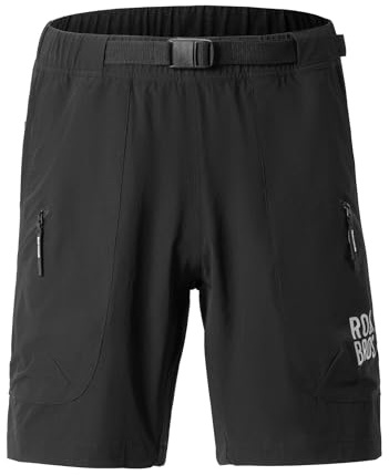 ROCKBROS MTB Cycling Shorts with Magnetic Waistband, Breathable Quick-Drying Bike Pants for MTB Bikes Outdoor Running Trekking Hiking Black