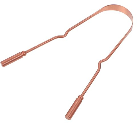 MALUGOGO Puliscilingua in Rame con Manico Ergonomico, Strumento per Raschiare la Lingua per Uso Domestico, Detergente Orale Portatile con Scatola, Alito Fresco e Igiene Orale Effettiva