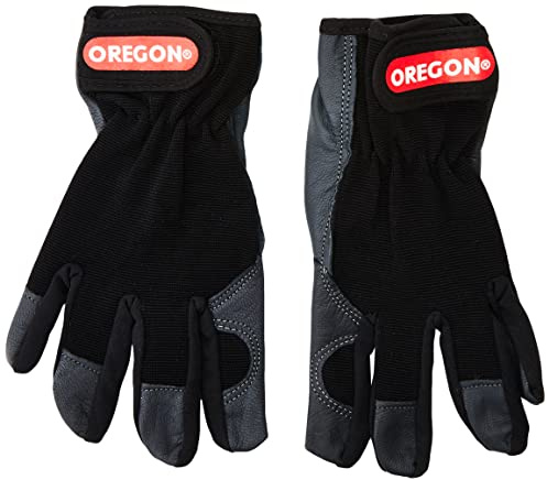 Oregon Arbetshandskar av Läder, Läderhandskar med Justerbar Handled och Meshtyg, För Dam och Herr, Rejäla Trädgårdshandskar, Multifunktionella Handskar för hemmafixare - Storlek Large