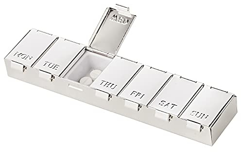 EDZARD portapillole 7 giorni, lunghezza 15 cm, argento placcato e antiossidante