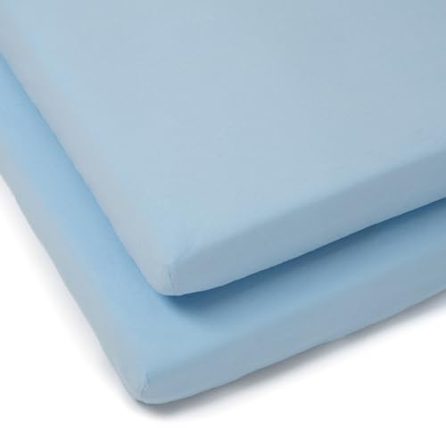 Clair de Lune 2 Pack Fitted Jersey Cotton Cot Bed Sheets 70 x 140 cm (Blue)