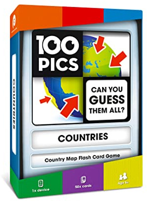 100 PICS Countries of the World Travel Game - Geography Flash Card Quiz, Pocket Puzzles For Kids And Adults
