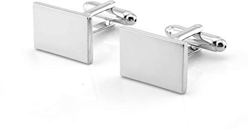 Longsing Herren Manschettenknöpfe aus Edelstahl - Paar Silber Classic für Konferenz & Hochzeitsfeiern