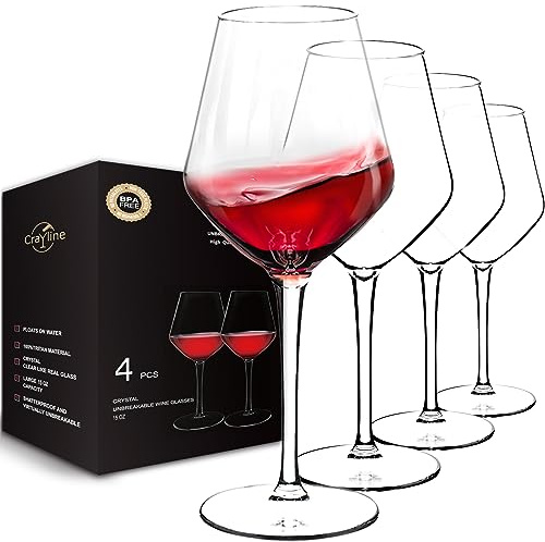 crayline Plastic Wine Glasses Set of 4(15oz) |Unbreakable Wine Glasses with Stem|100% Tritan & BPA Free |Dishwasher Safe| Awesome For Pool, Beach, Travel, Pool, Camping, Beach, Picnic, Everyday Use.