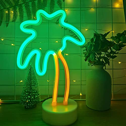 XRR Luz de Neón Árbol de Coco, Señal Luminosa LED para Noche, USB o Pilas, Iluminación Nocturna para Navidad, Fiesta, Bar, Decoración de Boda