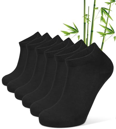 CLOSEMATE 6 Paia Calzini Bamboo Uomo Calze Corte di Spugna alla Caviglia Morbidi e Traspiranti 39-42 43-46 6Nere L
