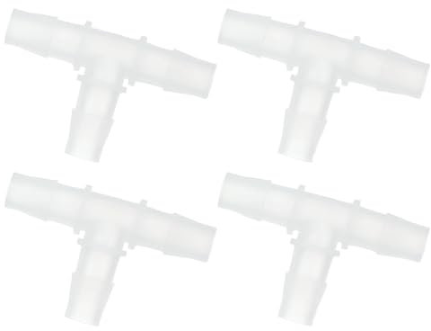 sourcing map 1/2 Hose Barb Fitting, 4 Pcs Equal Barbed T Shaped 3 Way Plastic Splicer Joint Mender Adapter Union Fitting for Air Line Tubing Pipe Household Fuel Gas Liquid