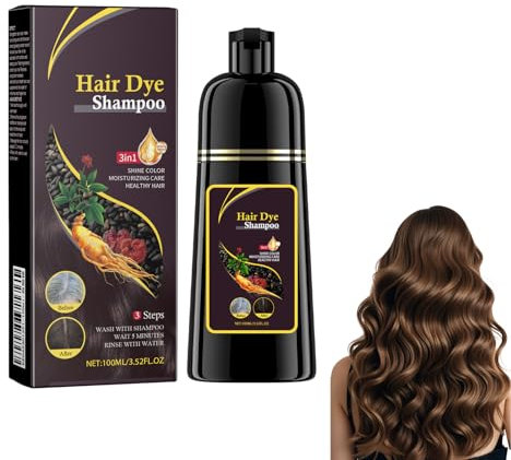 Brown Hair Dye Shampoo 3 En 1, Champú Para Tinte De Pelo Castaño Oscuro, 100% Natural Organic Conditioner And Repair Care, Champú Tinte Cubre Canas