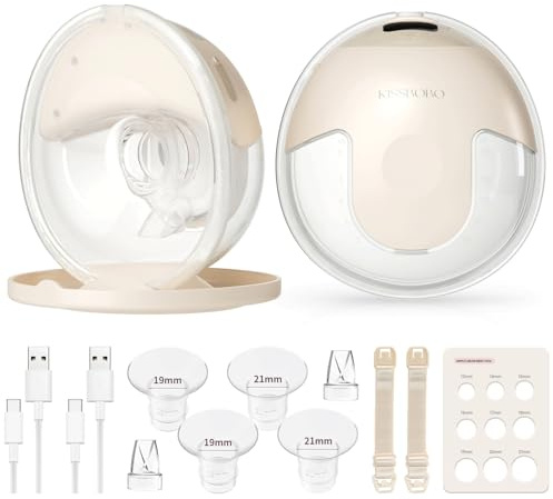 KISSBOBO K5 Sacaleches electricos doble,19 niveles 4 modos, 280mmHg fuerte potencia de succión sacaleches manos libres, indoloro saca leche materna electrico(Beige 2 Piezas)