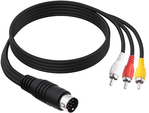 YARCHONN S-Video 7Pin to 3 RCA AV Composite Video Cable Mini Din 7Pin Svideo Male to 3 RCA Male Transfer Converter Cable Red Yellow White Video Adapter Cord for DVD HDTV Video PC Projector -1.5M