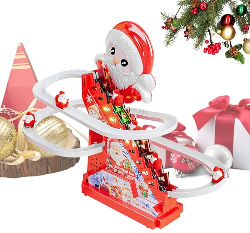 Byuexhp Weihnachtsmann Kletter Spielzeug,Weihnachtsmann Wohndekoration Elektrisch,Musik Rutschbahn Kletter Spielzeuge - Für Wohnzimmer Schlafzimmer Geburtstagsfeier Kinder Mädchen Kleinkinder