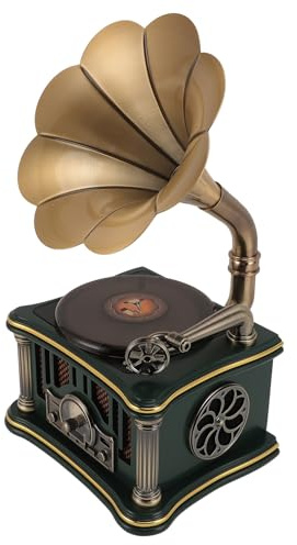 Lazmin112 Altavoz Gramófono Vintage, Diseño Inspirado en Tocadiscos Retro Portátil con Altavoces HiFi Dobles y Radio FM, 5.0, Control Remoto, para Escuchar Música (Green)